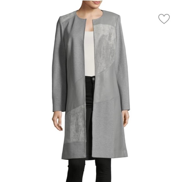 Calvin Klein Grey Open Front Long Jacket - Picture 2 of 9